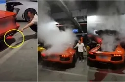 Chinese man uses Lamborghini to barbecue meat skewers